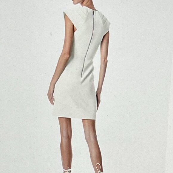 Alice and Olivia Womens Kiro Ivory Pleated Square Neck Sheath Dress 14 - Picture 7 of 10